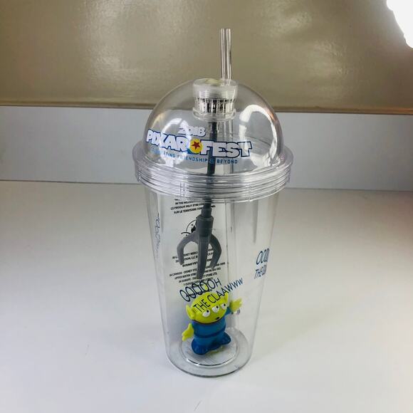 Disney Pixar Alien Plastic Tumbler Cup 2018 PixarFest Clear 16oz - Picture 1 of 2